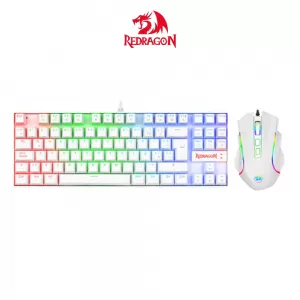 KIT GAMING REDRAGON TECLADO KUMARA SWITCH BLUE + MOUSE GRIFIN | WHITE |ESPAÑOL USB