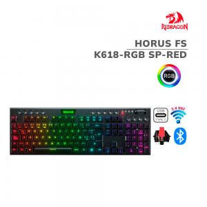 TECLADO REDRAGON HORUS FS K618 | INALAMBRICO | MECANICO | LOW PROFILE | SW-RED | RGB | NEGRO