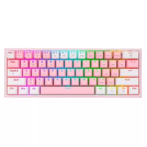 TECLADO REDRAGON FIZZ PRO K616 | INGLES | INALAMBRICO | MECANICO | SW-RED | RGB | BLANCO-ROSADO