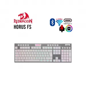 TECLADO REDRAGON HORUS FS K619 | MECANICO | LOW PROFILE | SW-RED | RGB | BLANCO