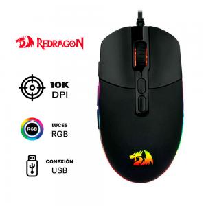 MOUSE REDRAGON INVADER M719 RGB NEGRO 10000 DPI USB