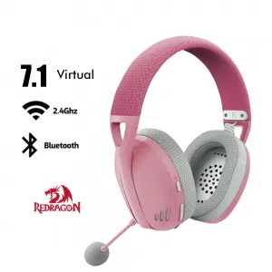 AUDIFONO REDRAGON IRE PRO H848 | BLUETOOTH- INALAMBRICO- USB | 7.1 | ROSADO