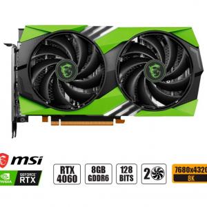 TARJETA DE VIDEO MSI RTX 4060 8GB GAMING X NV EDICION GDDR6 GEFORCE NVIDIA 128 BITS, GRAFICO PARA VIDEOJUEGOS, 2 VENTILADORES, LED