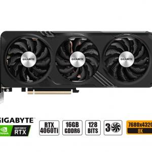 TARJETA DE VIDEO GIGABYTE RTX 4060TI 16GB, GAMING, 3X GDDR6 GEFORCE NVIDIA 128 BITS, GRAFICO PARA VIDEOJUEGOS, 3 VENTILADORES