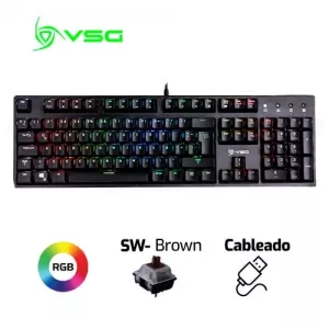 TECLADO GAMER MECANICO VSG ALNILAM RGB NEGRO SWITCH MARRON 